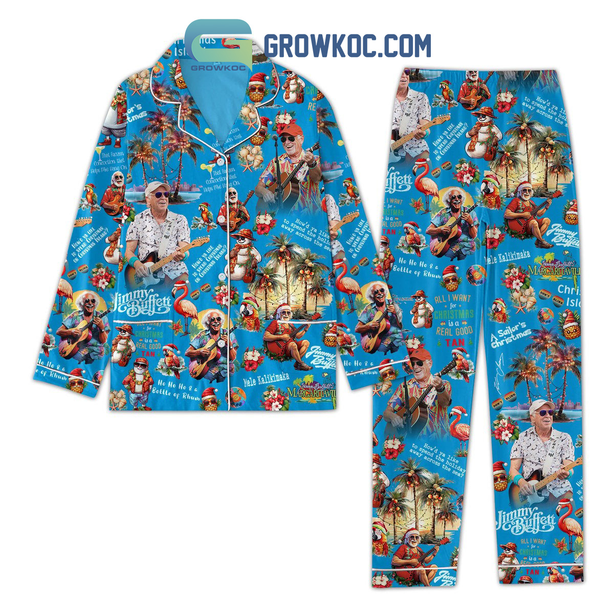 Jimmy Buffett A Sailors Christmas Pajamas Set2B1 FWkVp