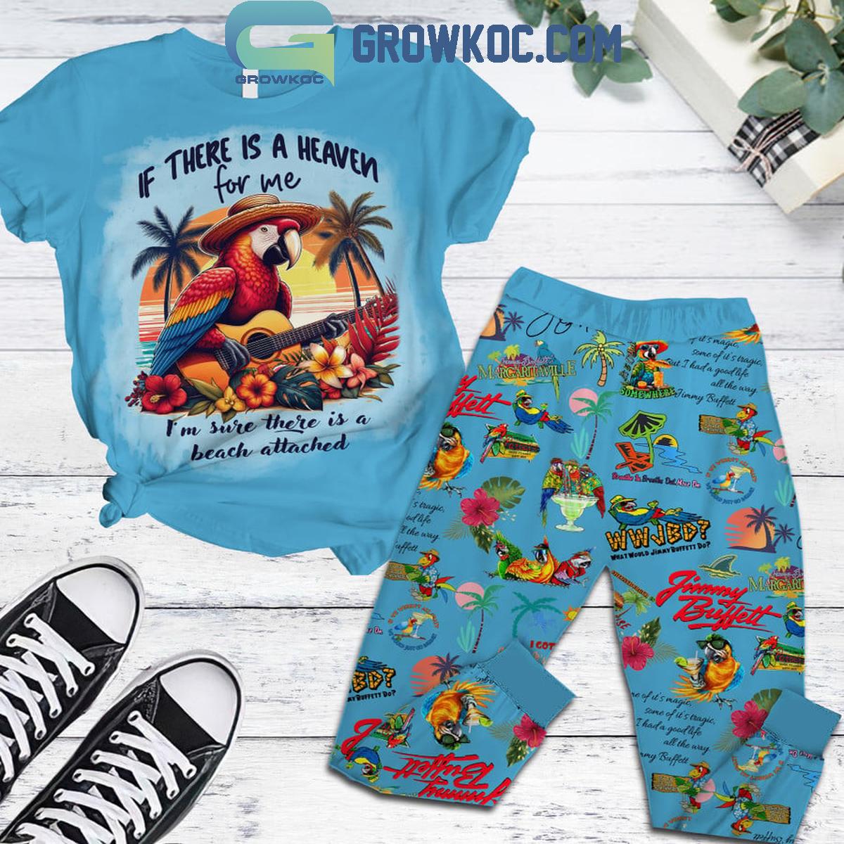 Jimmy Buffett Heaven For Me With A Beach Attached Fleece Pajamas Set 1 jwT52