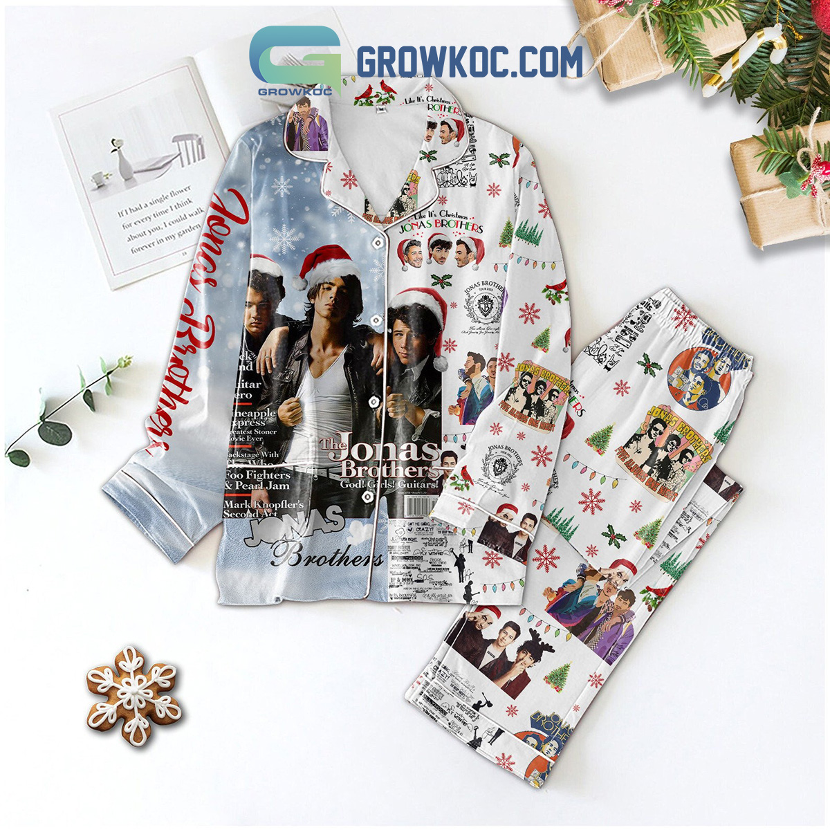 Jonas Brothers Merry Christmas God Girls Guitars Pajamas Set2B1 naYQB