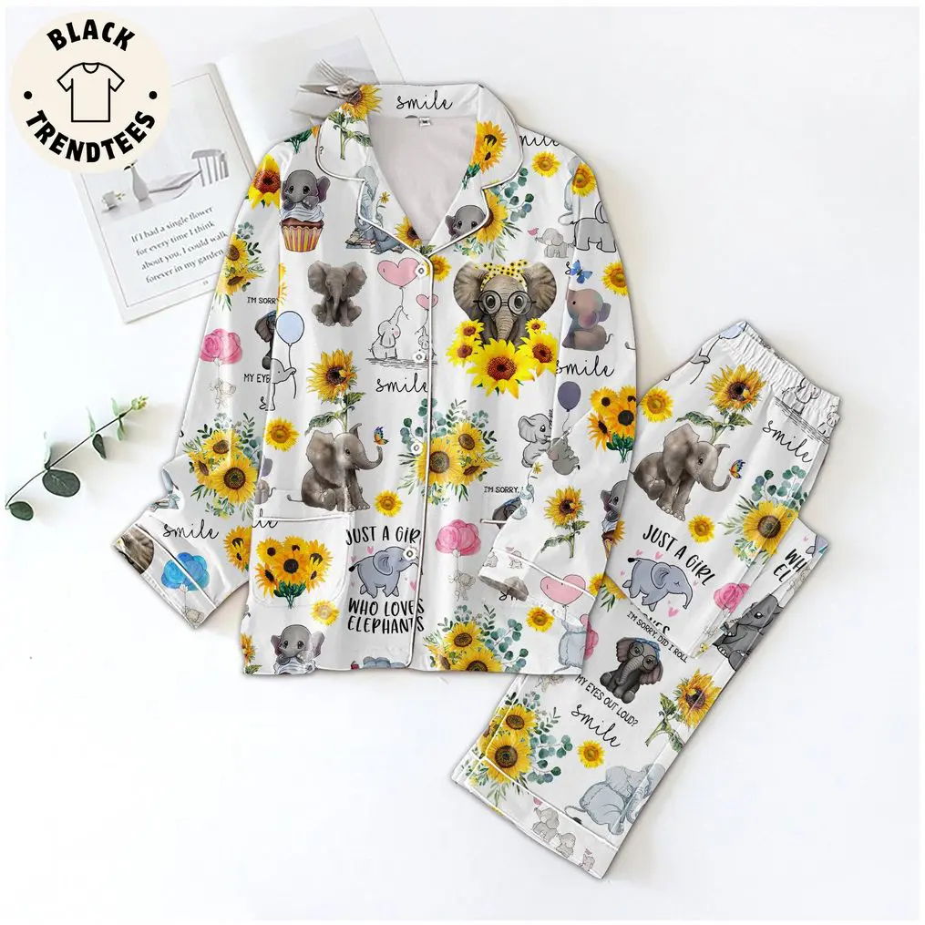 Just A Girl Who Love Elephants Sunflower Design Pijamas Set fb23b8 0
