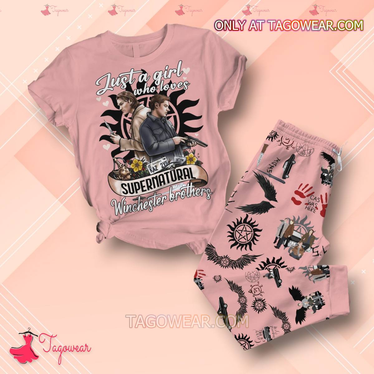 Just A Girl Who Loves Supernatural Winchester Brothers Pajamas Set