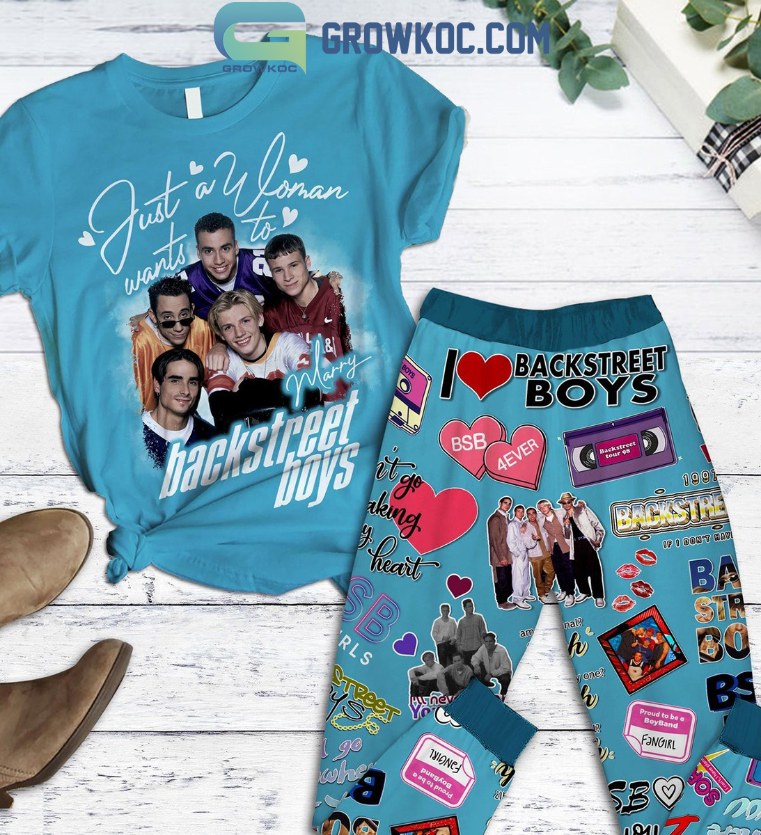 Just A Woman Wants To Marry Backstreet Boys Blue Design Fleece Pajamas Set2B1 9XaXF