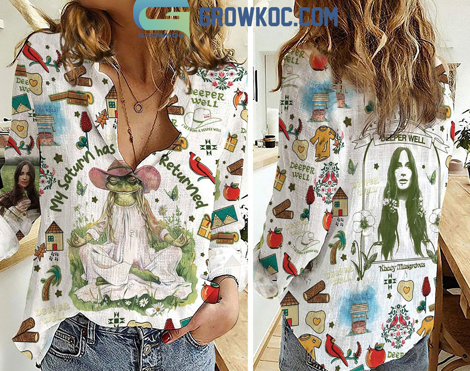 Kacey Musgraves My Saturn Has Returned Deeper Well Summer Casual Shirt White Design2B1 RzdGf