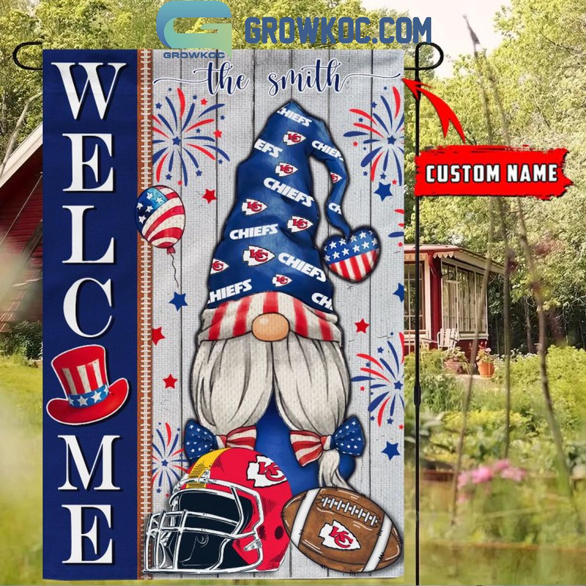 Kansas City Chiefs Football Welcome 4th Of July Personalized Garden Flag 1 B9QI7