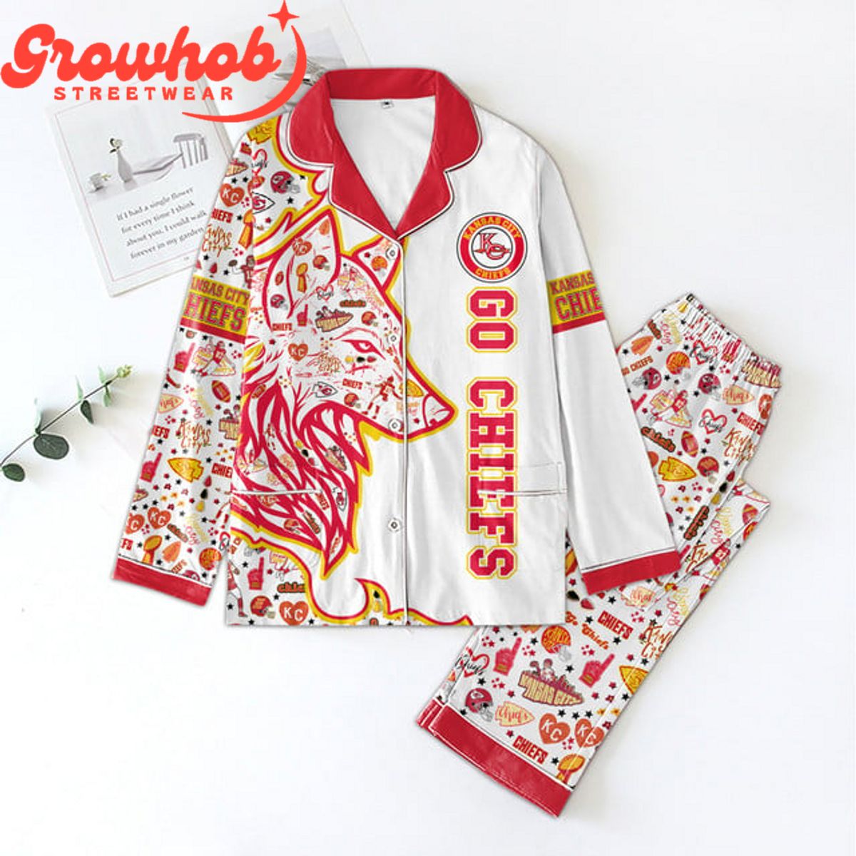 Kansas City Chiefs Go Chiefs Fan Polyester Pajamas Set 830220 0