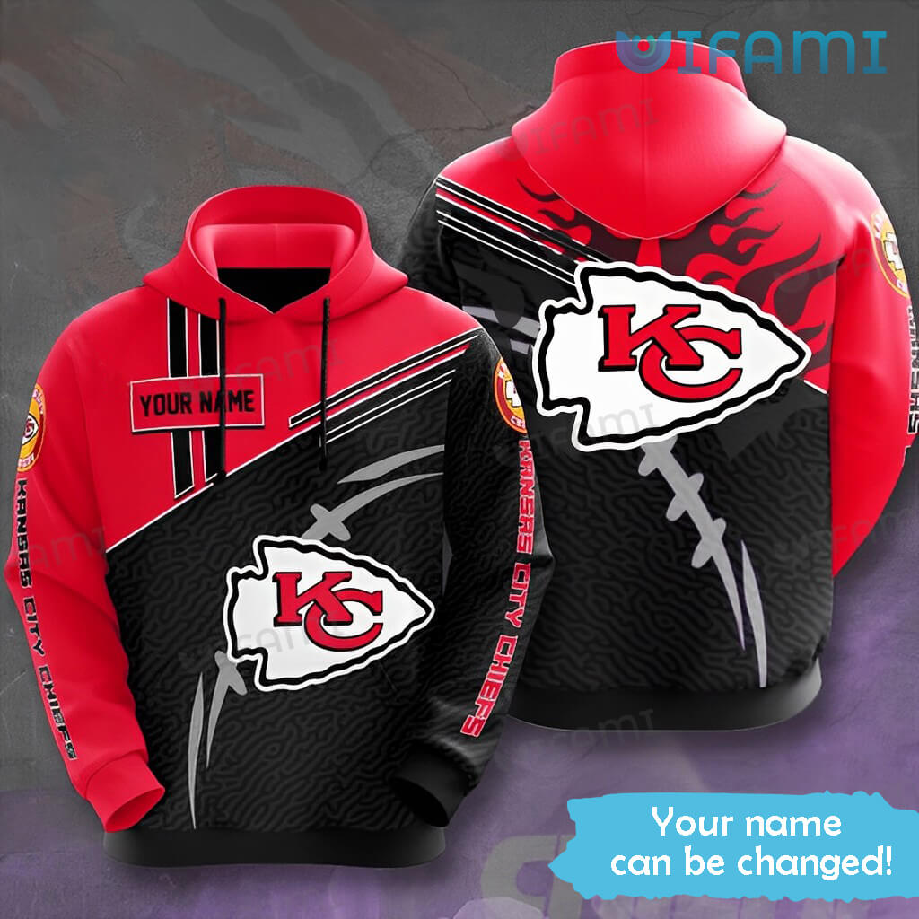 Kansas City Chiefs Hoodie 3D with Football Custom Name and Logo 0