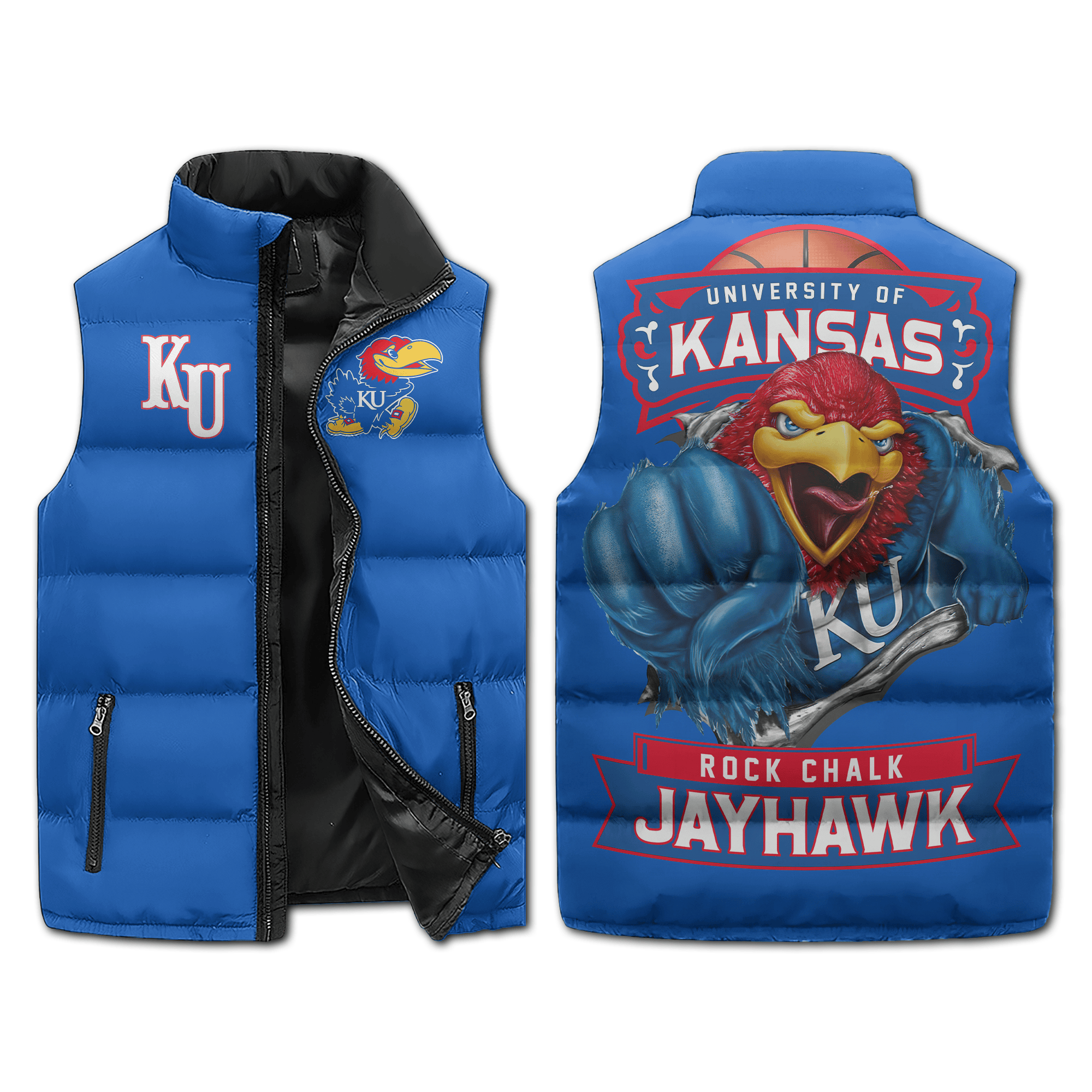 Kansas Jayhawks Puffer Sleeveless Jacket2B1 DY9ou