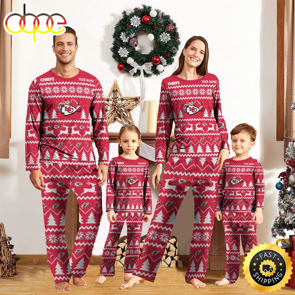 Kansas City Chiefs Christmas NFL Custom Family Pajamas y17bei