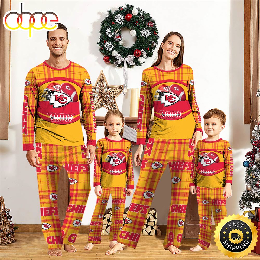 Kansas City Chiefs NFL Custom Your Name Football Team Pajamas evzktg