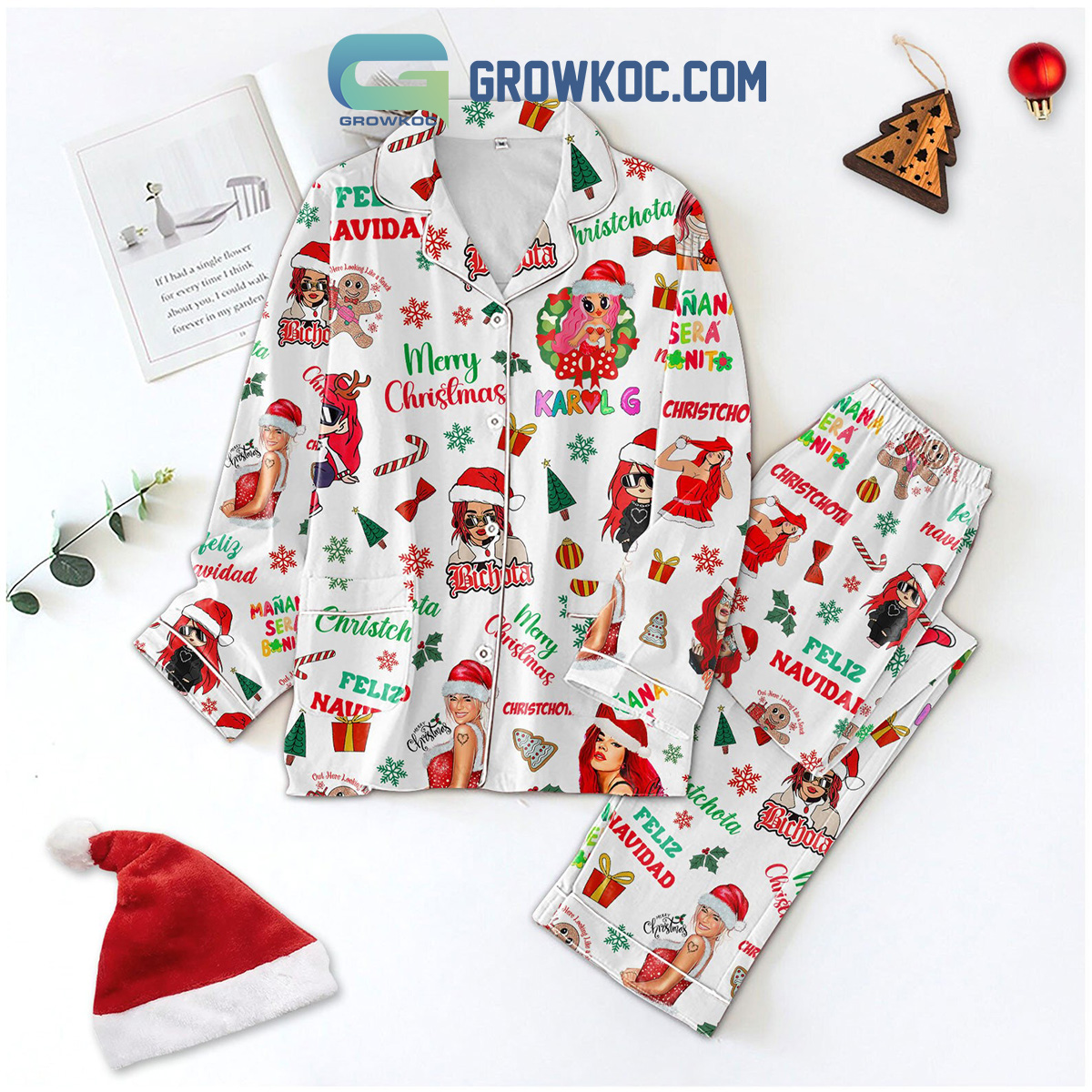 Karol G Feliz Navidad Bichota Christchota Christmas Mermaid Merry Christmas Manana Sera Bonito Silk Pajamas Set 40c5b1 0