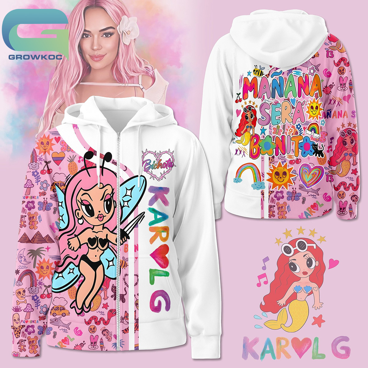 Karol G Manana Sera Bonito Pink And White Hoodie Shirts2B1 I6L0y