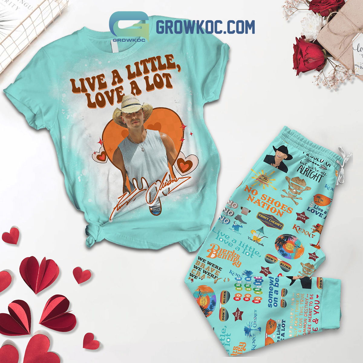 Kenny Chesney Live A Little Love A Lot Fleece Pajamas Set2B1 yKu3P