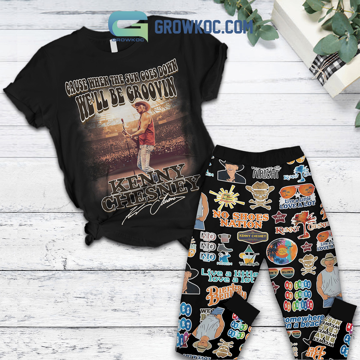 Kenny Chesney Live Well Be Groovin When The Sun Goes Down Fleece Pajamas Set2B1 KalCk