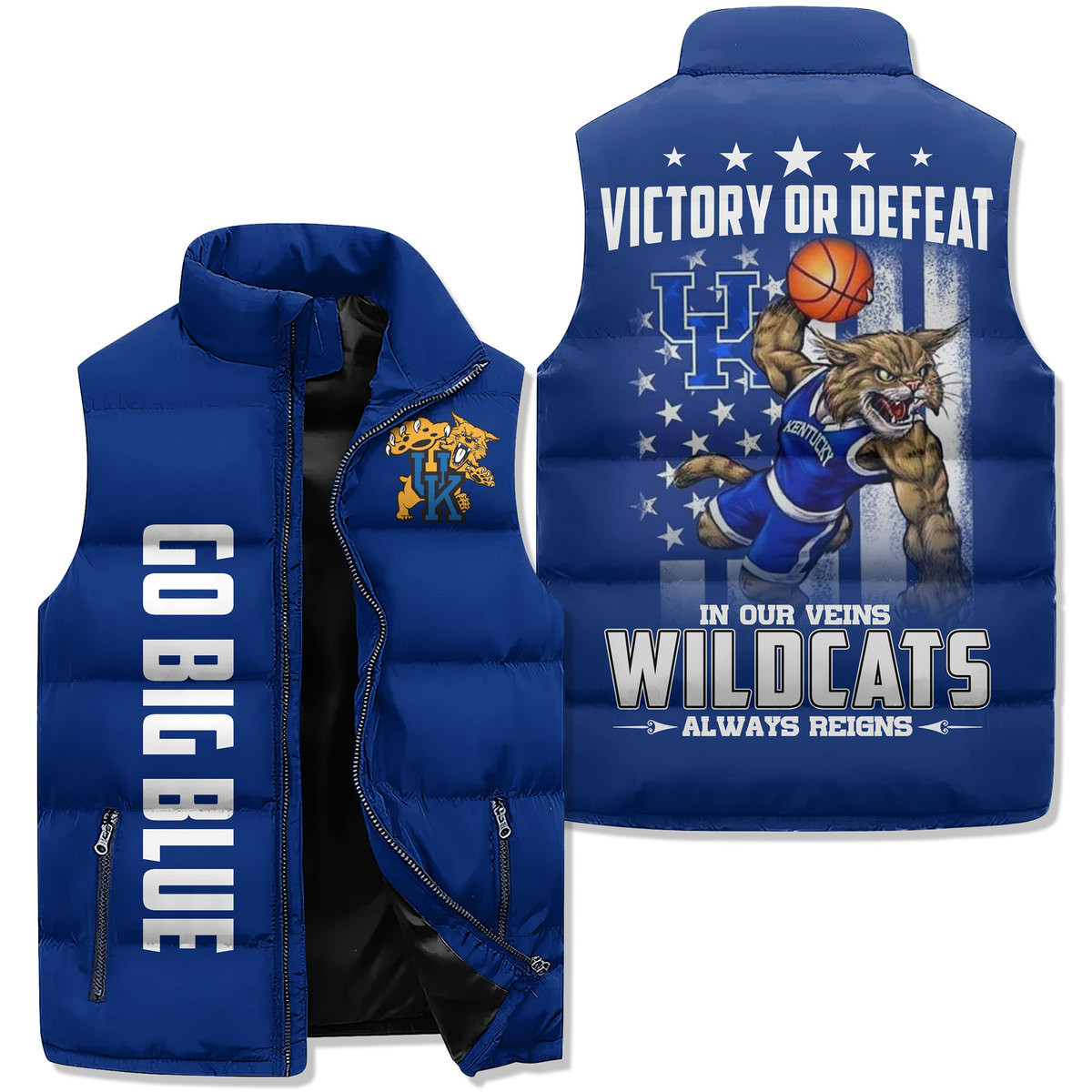 Kentucky Basketball Puffer Sleeveless Jacket In Our Veins Wildcats Always Reigns2B1 60ogG