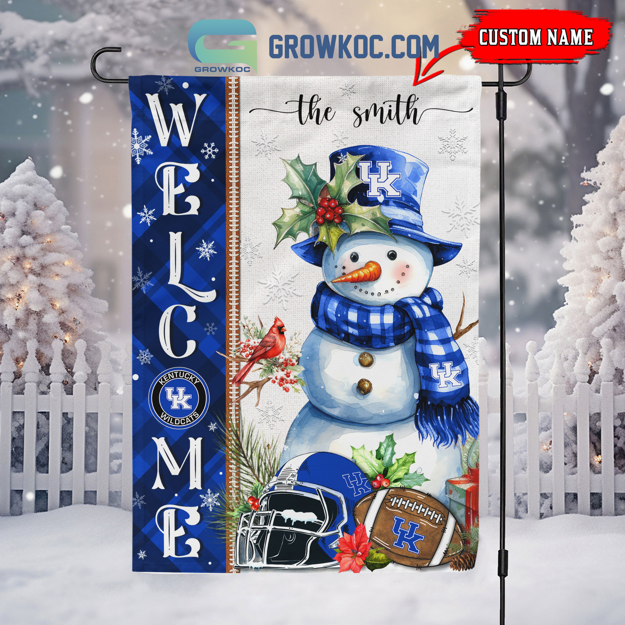 Kentucky Wildcats Football Snowman Welcome Christmas House Garden Flag2B1 mUDQF