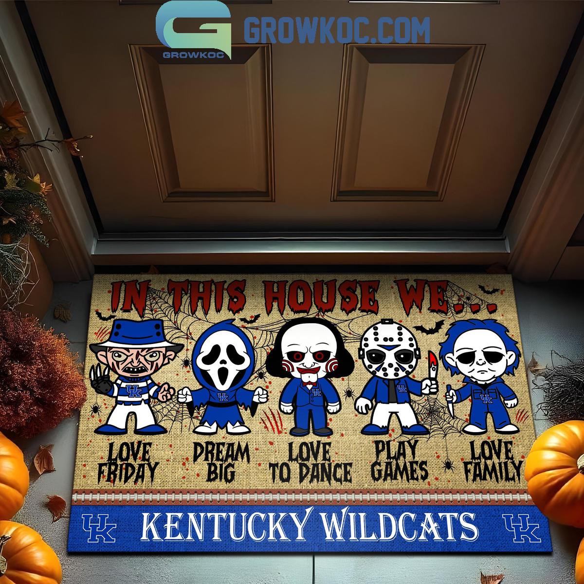 Kentucky Wildcats In This House We Love Halloween Horror Movies Doormat 1 mUkGy