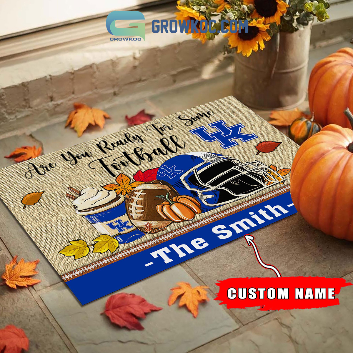 Kentucky Wildcats NCAA Fall Pumpkin Are You Ready For Some Football Personalized Doormat2B1 H6KGW