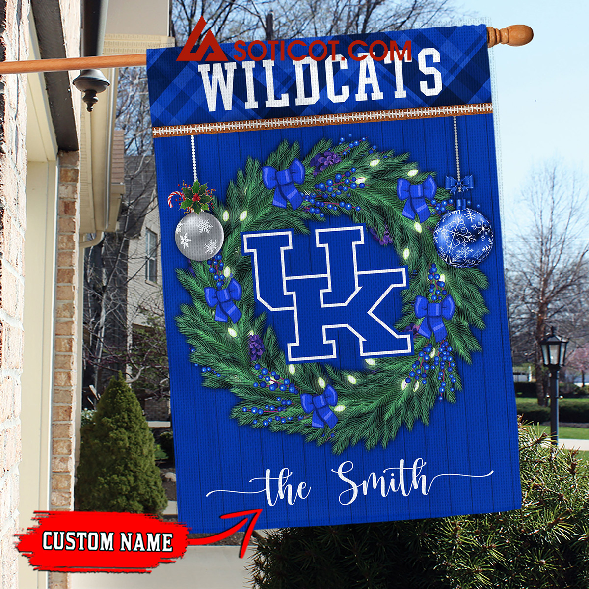 Kentucky Wildcats NCAA Football Christmas Personalized House Garden Flag2B1 aBbik