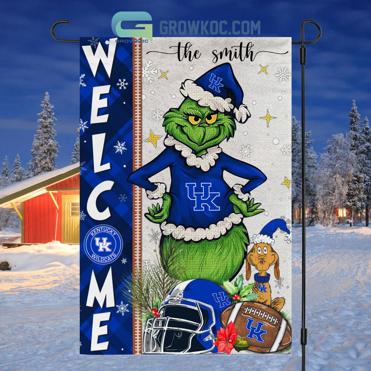 Kentucky Wildcats NCAA Grinch Football Welcome Christmas House Garden Flag2B1 uPN9D