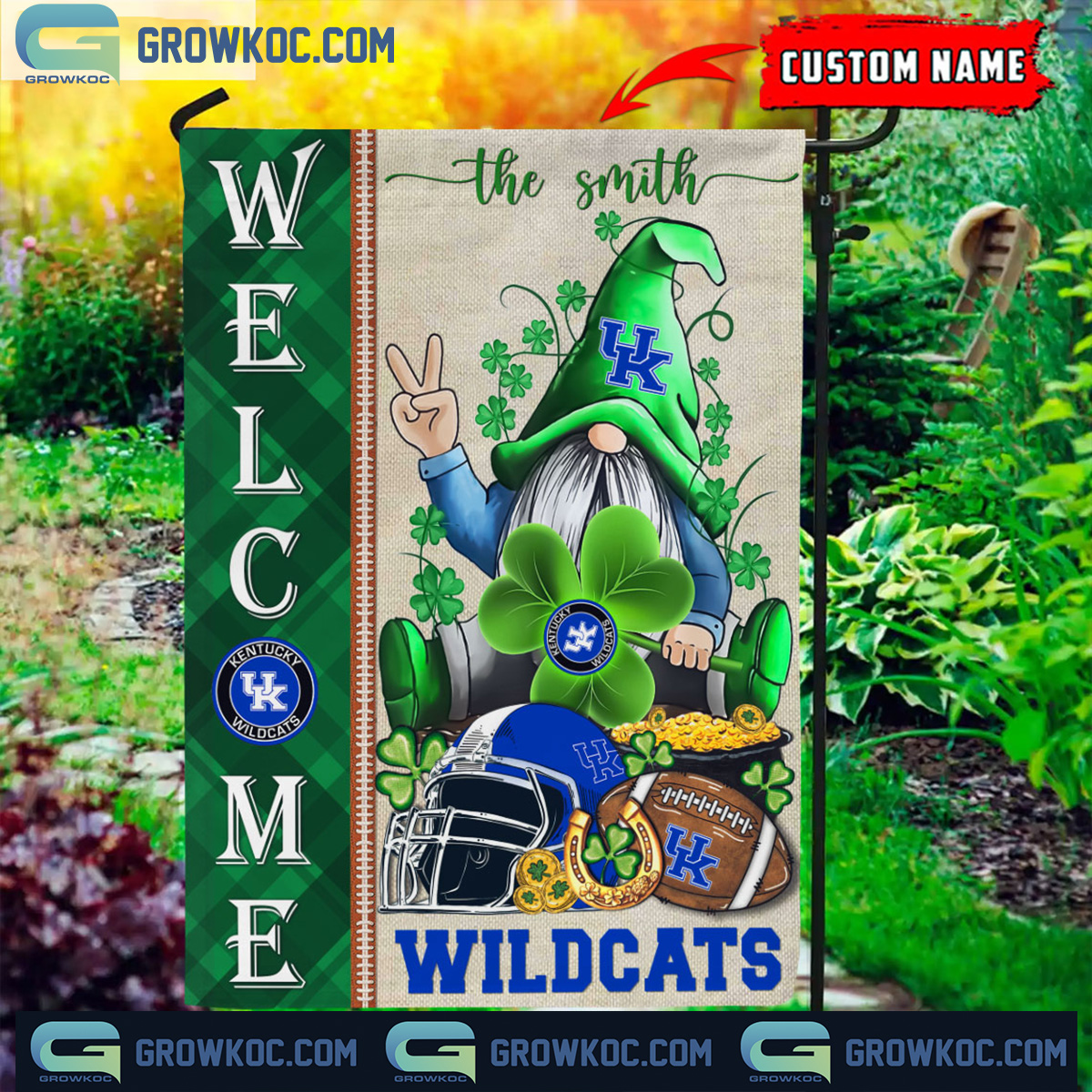 Kentucky Wildcats St. Patricks Day Shamrock Personalized Garden Flag2B1 gCtfj