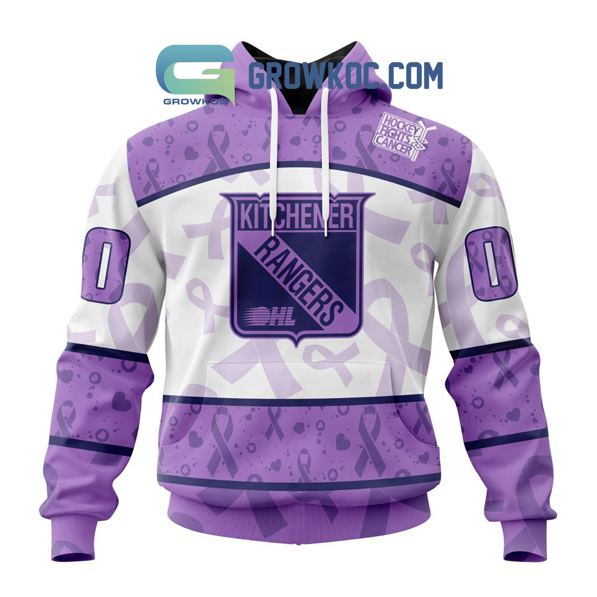 Kitchener Rangers Lavender Fight Cancer Personalized Hoodie Shirts2B1 v2N6e