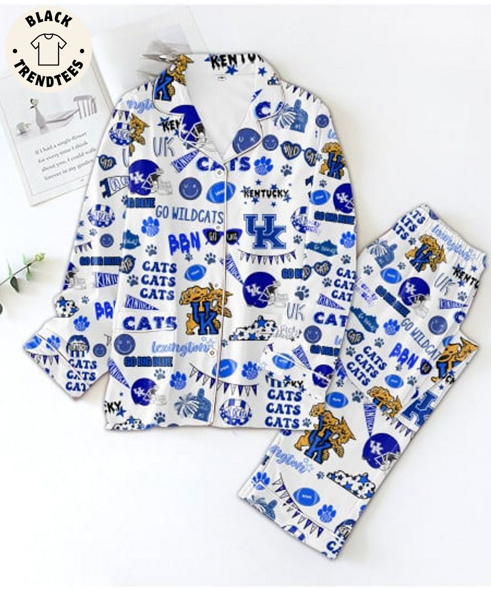 LIMITED Go Big Blue Lexington Kentucky Cats Design White Pijamas Set 3d5e50 0