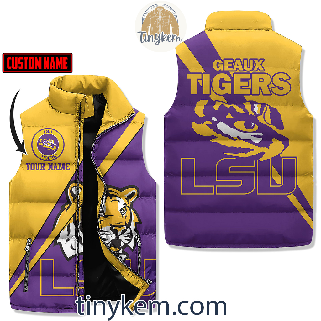 LSU Customized Puffer Sleeveless Jacket Geaux Tigers2B1 Qf1Ig