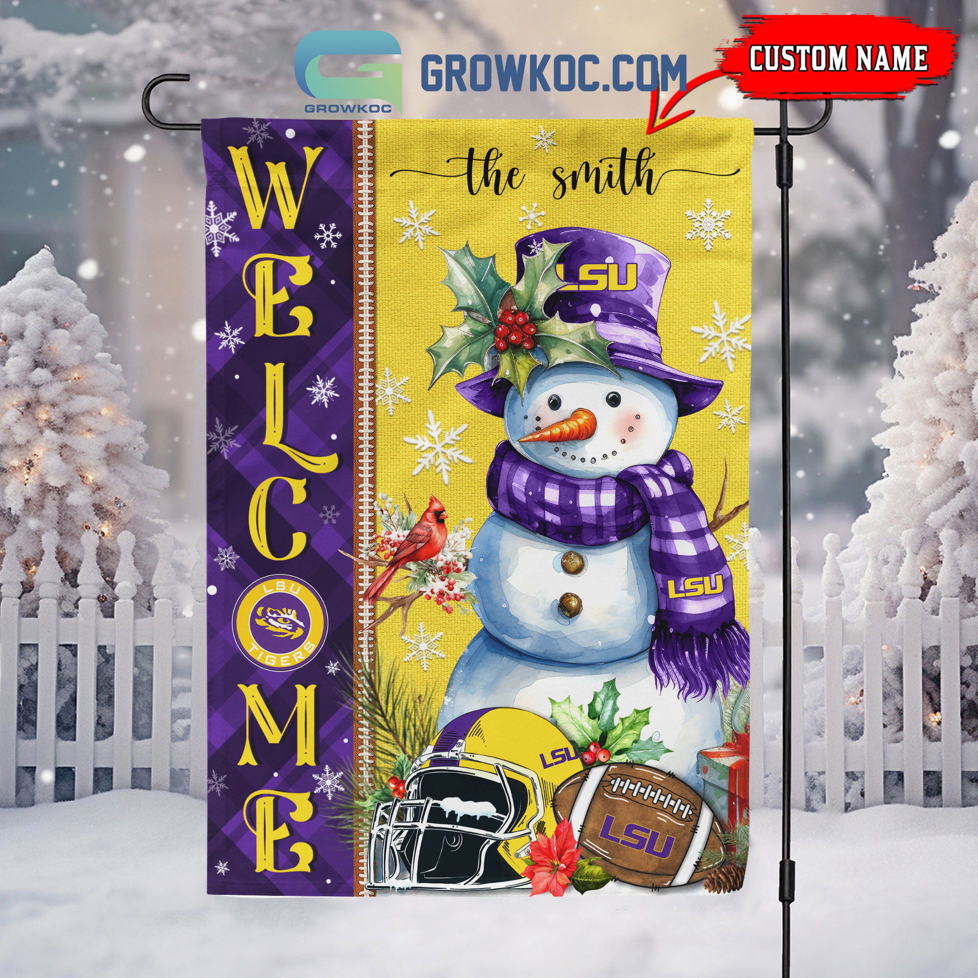 LSU Tigers Football Snowman Welcome Christmas House Garden Flag2B1 FVwkl