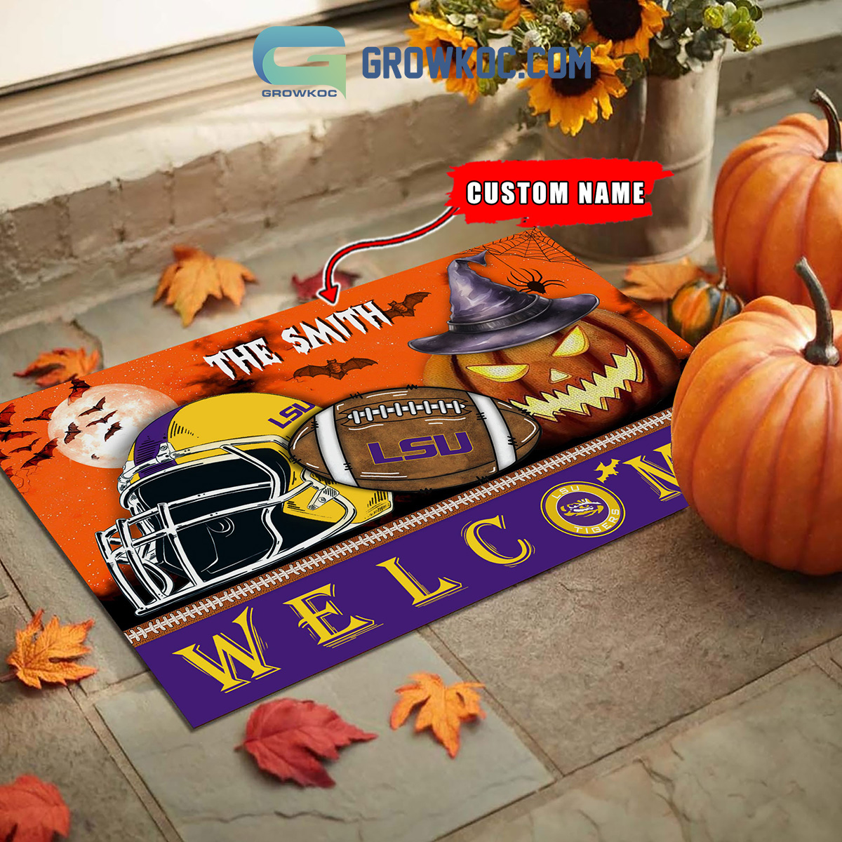 LSU Tigers NCAA Football Welcome Halloween Personalized Doormat2B1 ZcrqI