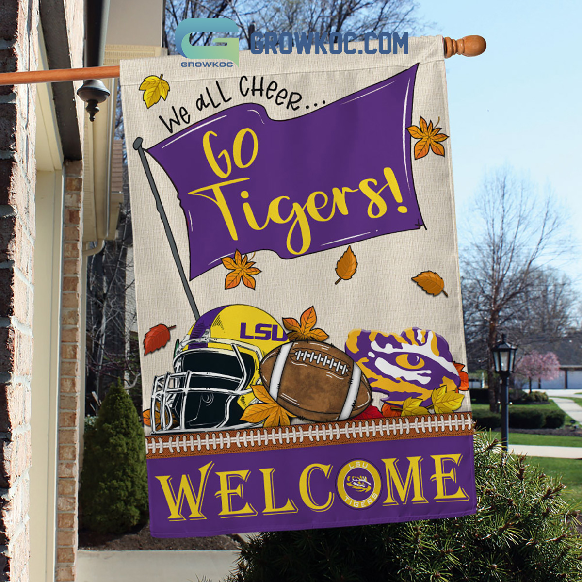 LSU Tigers NCAA Welcome We All Cheer Go Tigers House Garden Flag2B1 ZQZSy