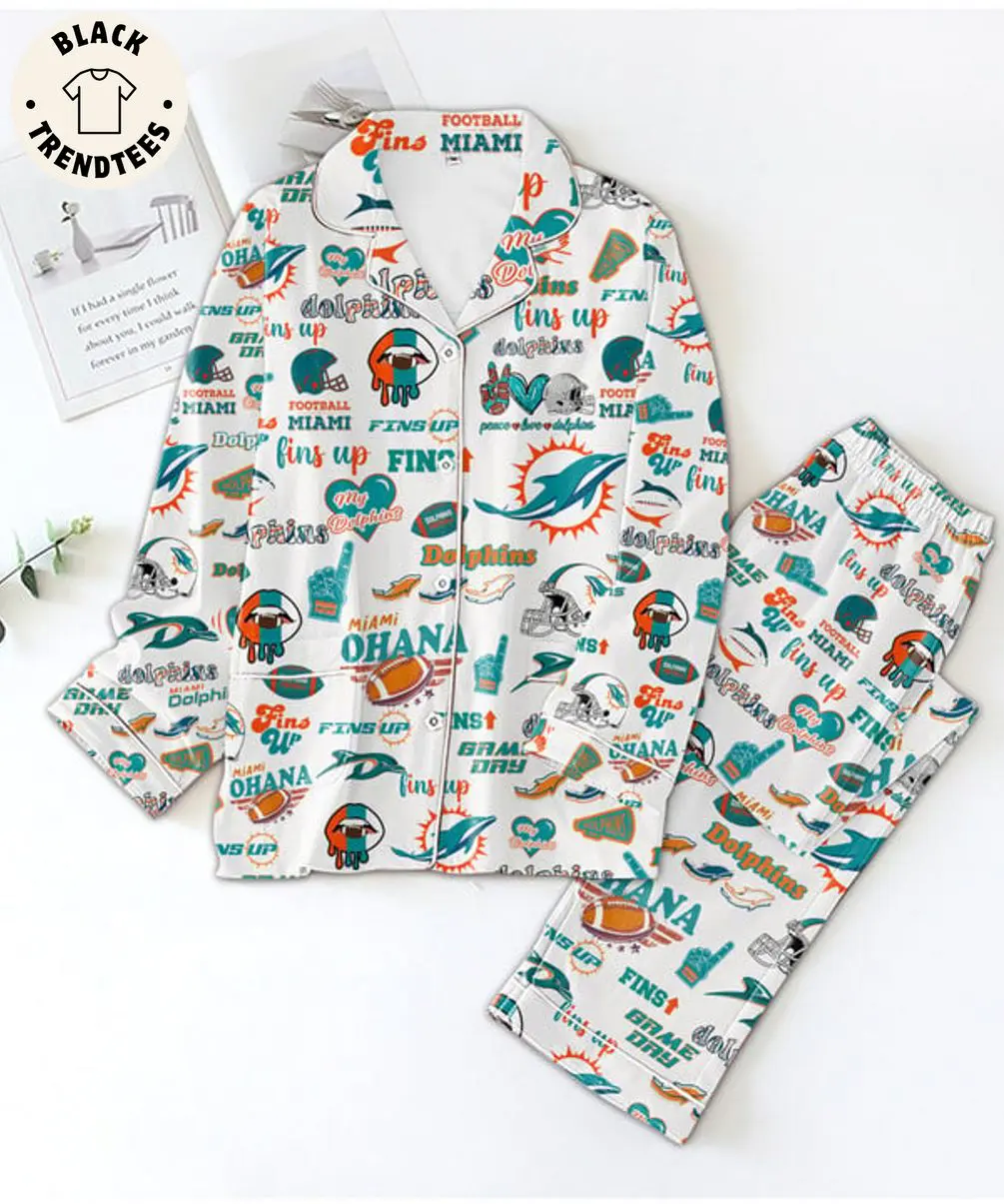 LUXURY Football Miami Fins Up My Dolphins Design White Pijamas Set a4a037 0