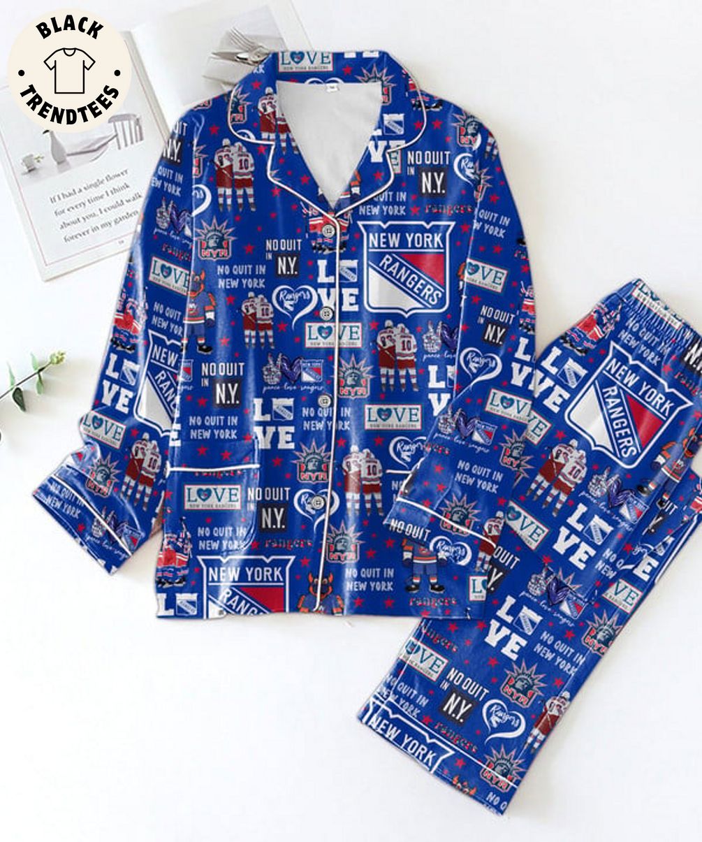 LUXURY NewYork Rangers No Quit In New York Logo Design Pijamas Set 509f02 0