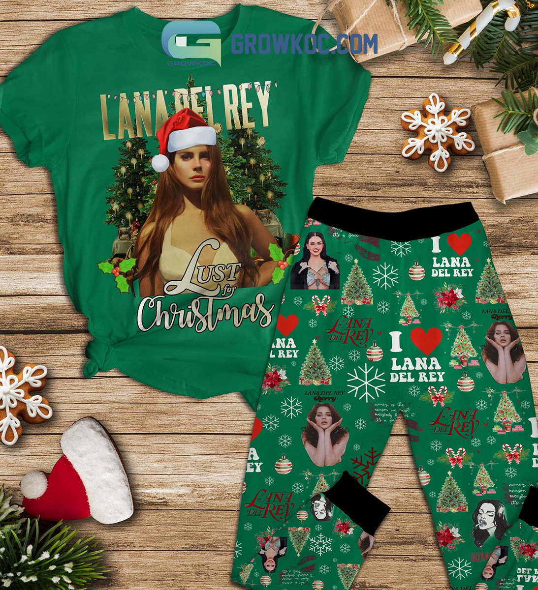 Lana Rel Rey Happy Holiday Merry Christmas Pajamas Set2B1 oS0bX