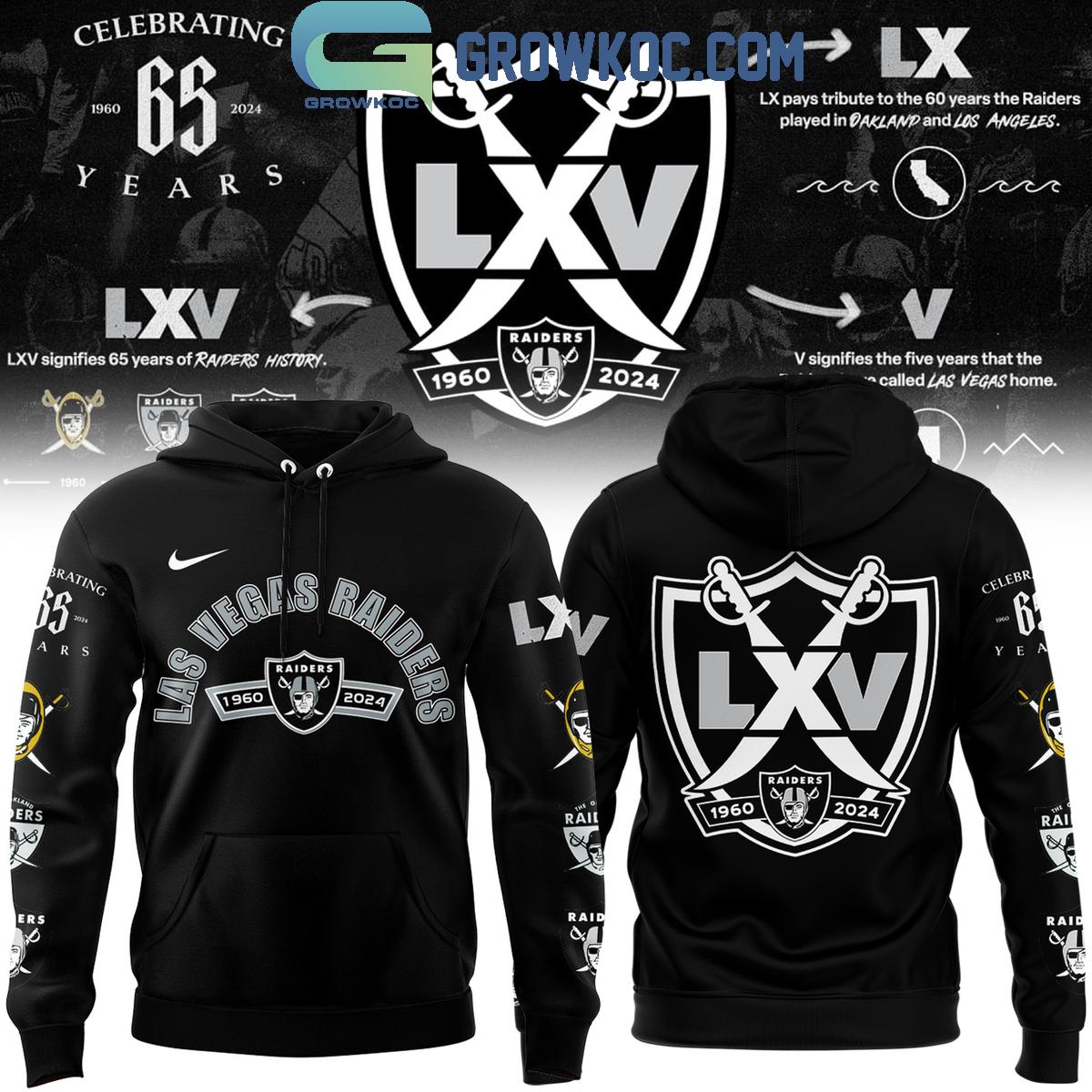 Las Vegas Raiders 1960 2024 Celebrating 65 Years Of Legacy Hoodie Shirts 1 3SjPW