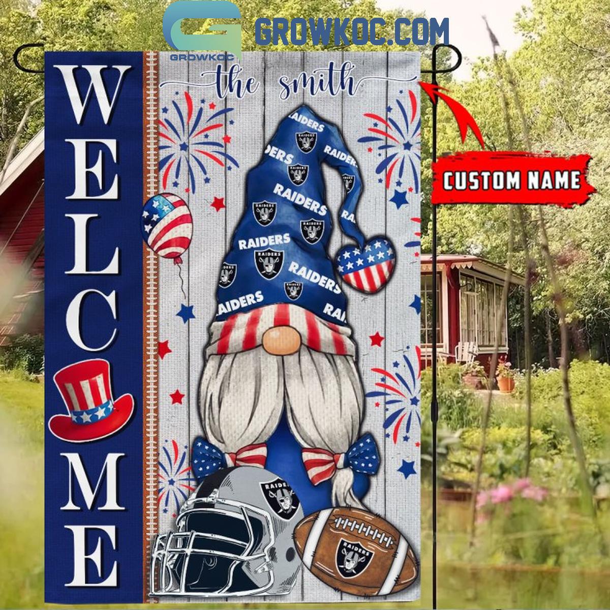 Las Vegas Raiders Football Welcome 4th Of July Personalized Garden Flag 1 rqbEq