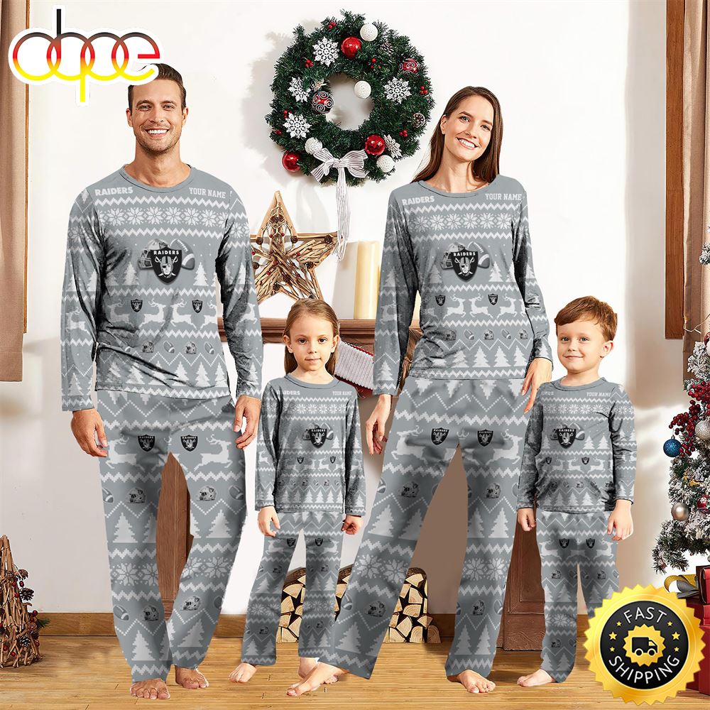 Las Vegas Raiders Christmas NFL Custom Family Pajamas pfuciq