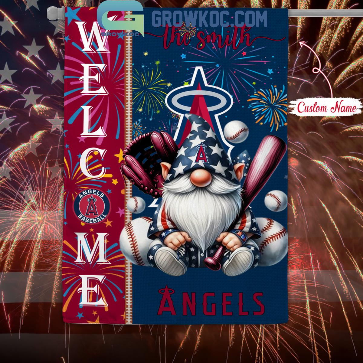 Los Angeles Angels Happy 4th Of July Patriot Personalized Garden Flag 1 ag9GR