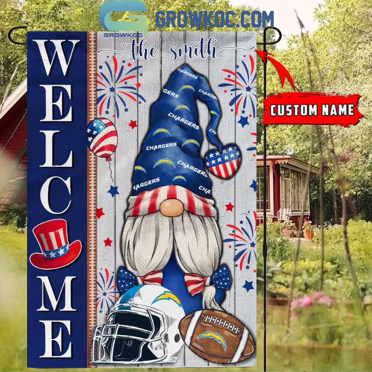 Los Angeles Chargers Football Welcome 4th Of July Personalized Garden Flag 1 QybdR