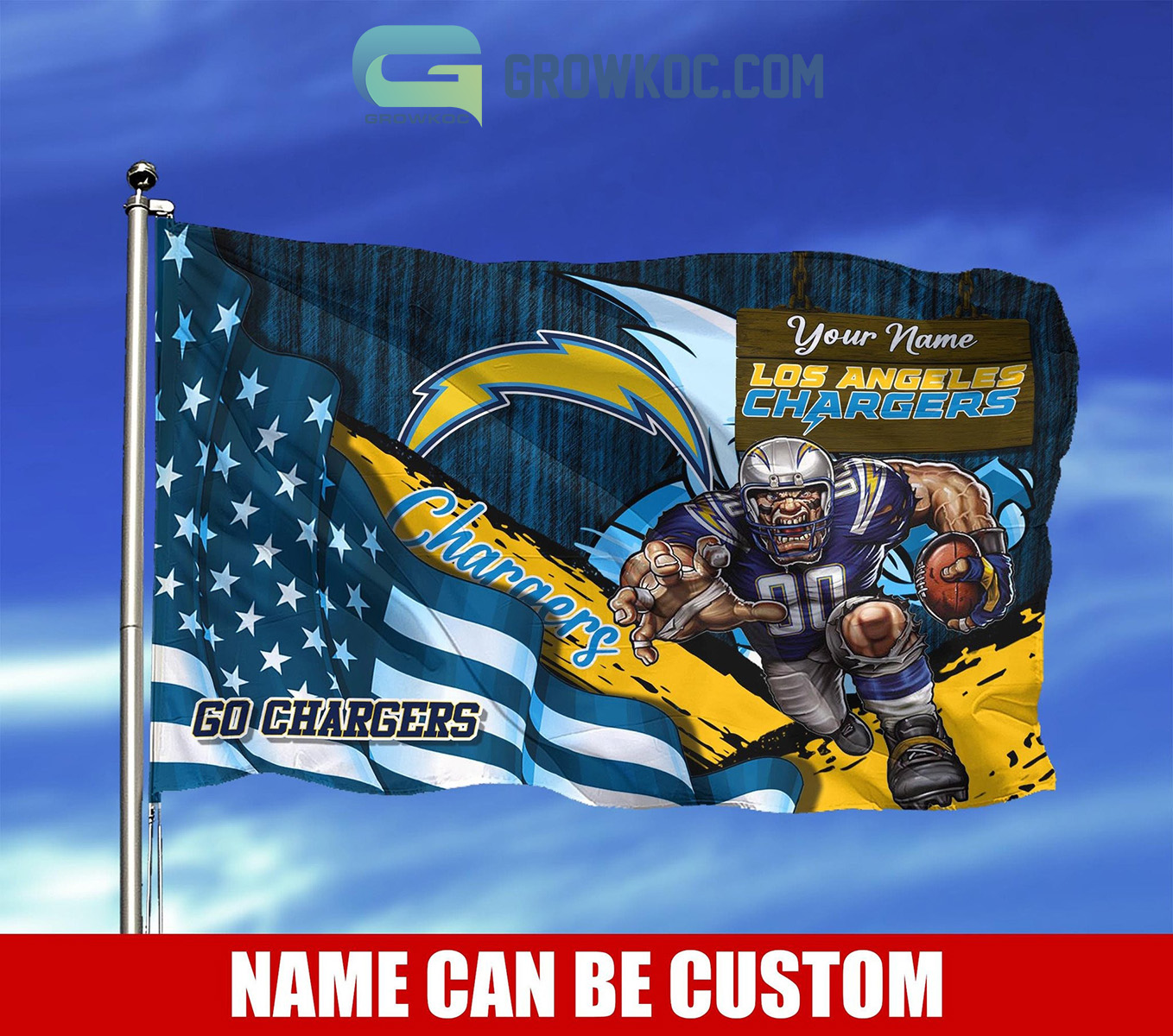 Los Angeles Chargers NFL Mascot Slogan American House Garden Flag2B1 bJK0j