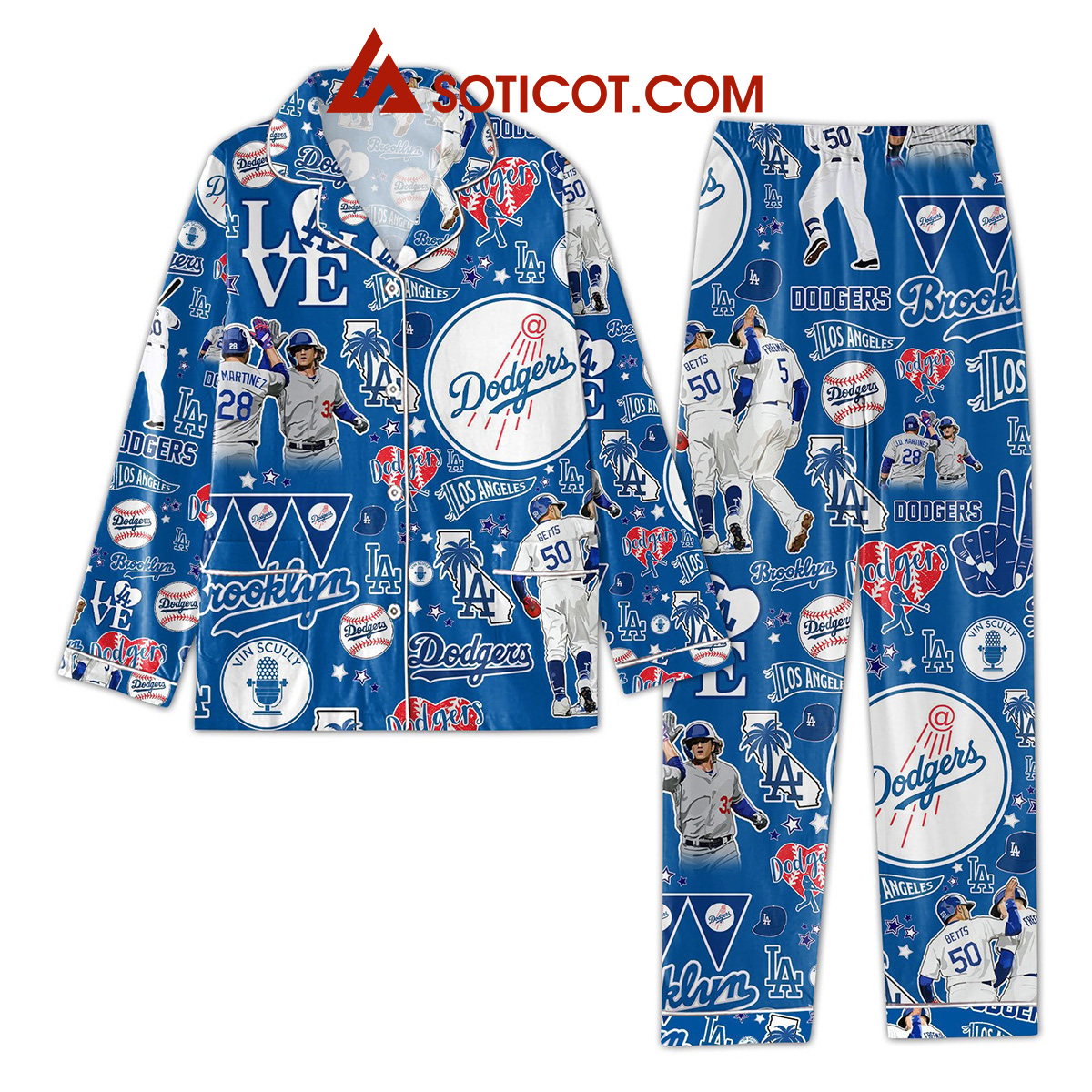 Los Angeles Dodgers Brooklyn Love Pajamas Set2B1 cDVrO