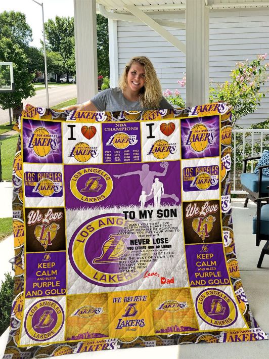 Los Angeles Laker To My Son Love Dad Quilt Blanket Bedding Set 0