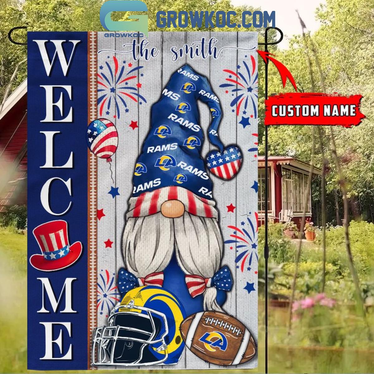 Los Angeles Rams Football Welcome 4th Of July Personalized Garden Flag 1 5RY7q