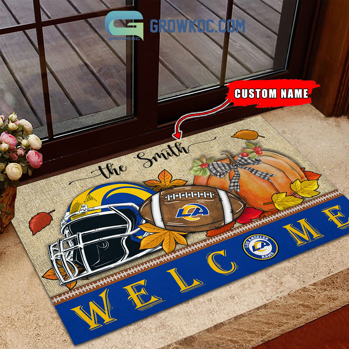 Los Angeles Rams NFL Welcome Fall Pumpkin Personalized Doormat2B1 ZPPqB