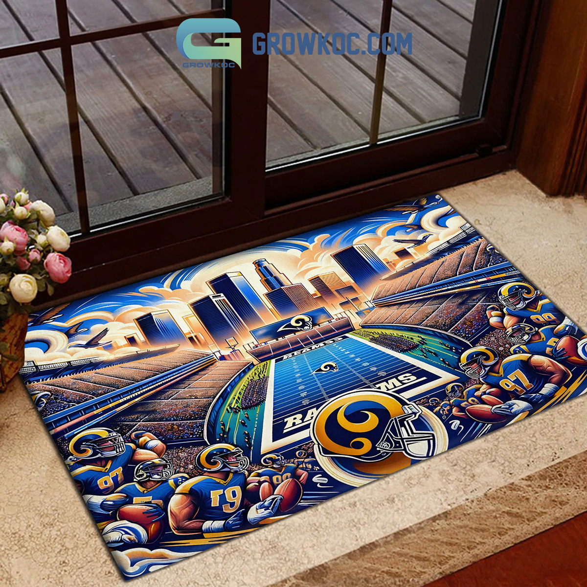 Los Angeles Rams SoFi Stadium Football Stadium Doormat2B1 nx0NP