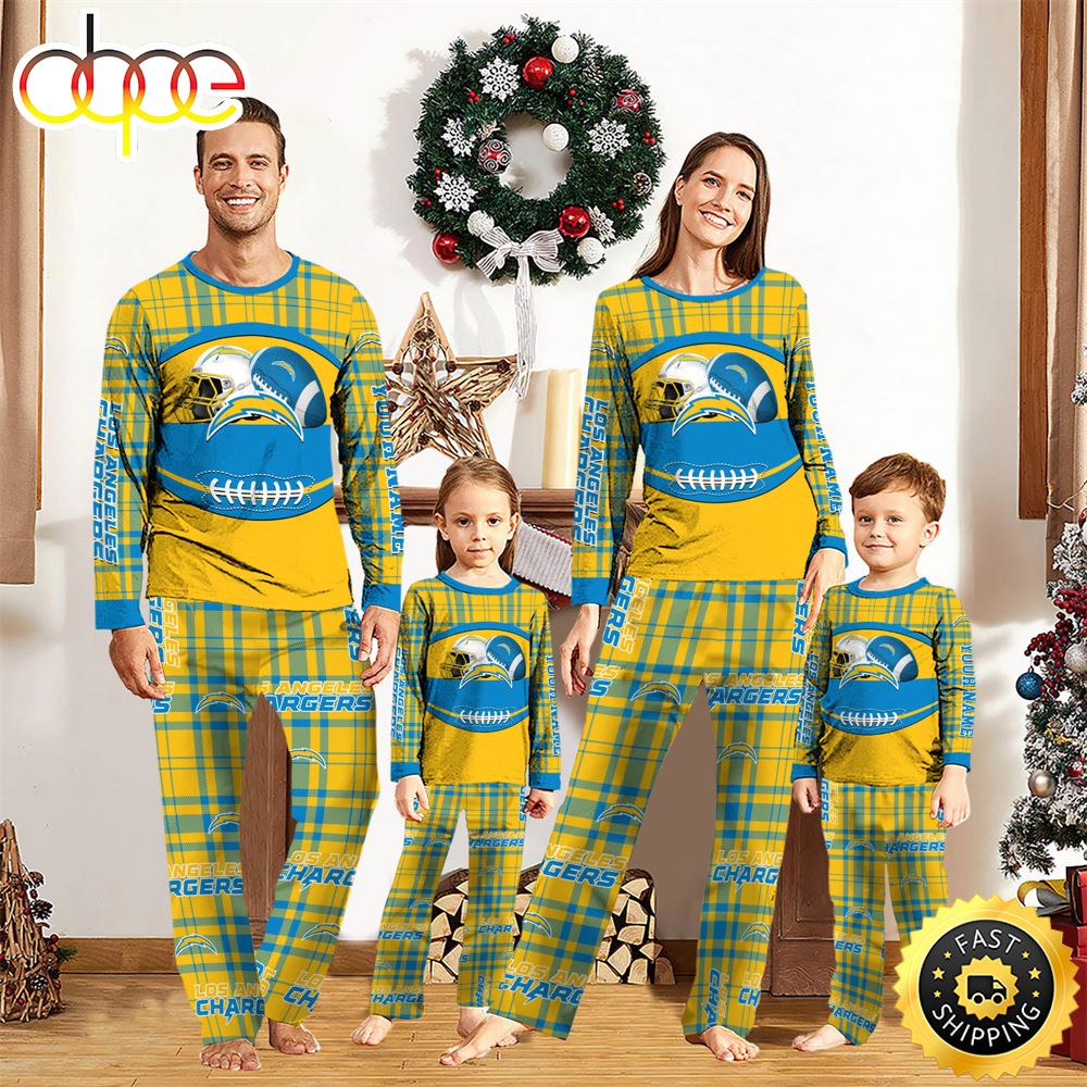 Los Angeles Chargers NFL Custom Your Name Football Team Pajamas vwze7i