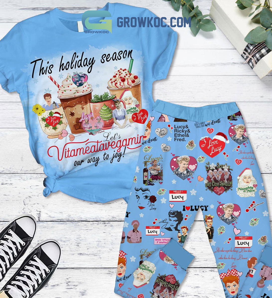 Lucy Does A TV Commercial This Holiday Season Let s Vitameatavegamin Our Way To Joy Christmas Fleece Pajamas Set2B1 jpNfP