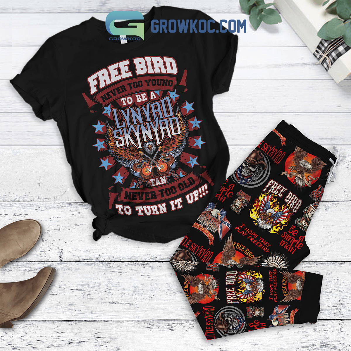 Lynyrd Skynyrd Free Bird Never Too Young To Be A Lynyrd Skynyrd Fleece Pajamas Set2B1 htx3J