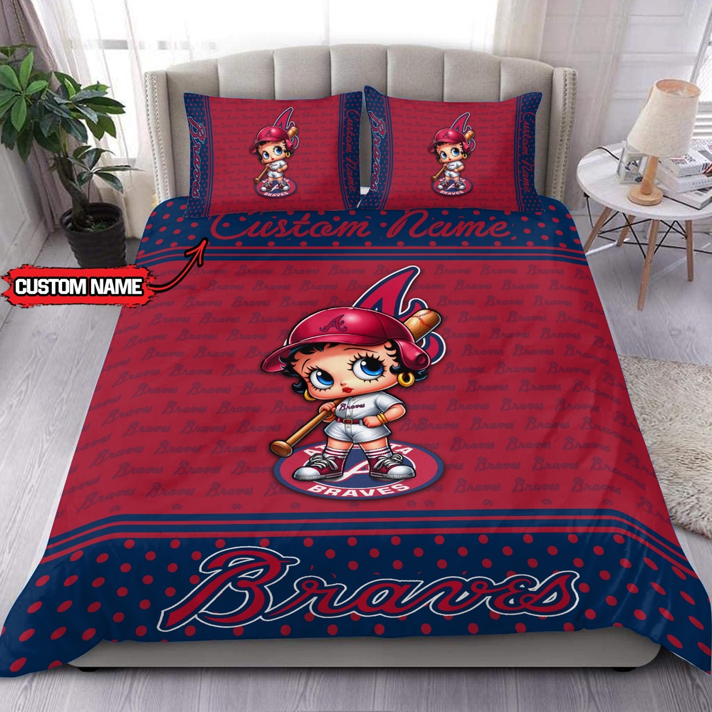 MLB Atlanta Braves Bedding Set Betty Boop Baseball Bedding Set 1