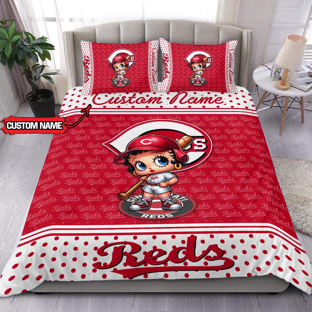 MLB Cincinnati Reds Bedding Set Betty Boop Baseball Bedding Set 1