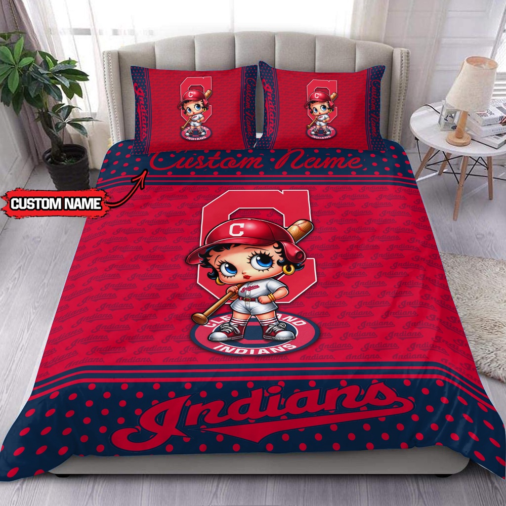 MLB Cleveland Indians Bedding Set Betty Boop Baseball Bedding Set 1